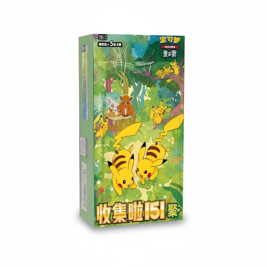 Pokémon: Collect 151 Gathering Slim Booster Box med vit bakgrund